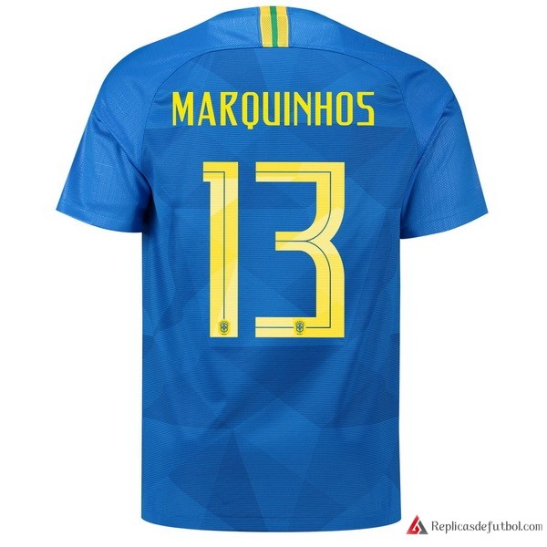 Camiseta Seleccion Brasil Segunda equipación Marquinhos 2018 Azul